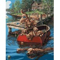 Плавание по собачьи (художник Джеймс Мегер) Раскраска картина по номерам Plaid