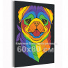  Радужный мопс / Животные / Собаки 60х80 см Раскраска картина по номерам на холсте AAAA-C0230-60x80