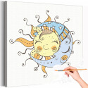 Солнце и месяц Луна Знак Для детей Детские Раскраска картина по номерам на холсте