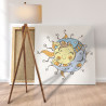 Солнце и месяц Луна Знак Для детей Детские 80х80 Раскраска картина по номерам на холсте