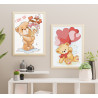 Медвежонок с шариками сердечками Любовь Мишка Тедди Для детей Детские Для девочек Животные Раскраска картина по номерам на холст