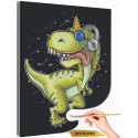 Веселый динозавр меломан Животные Для детей Детские Для мальчиков Раскраска картина по номерам на холсте с неоновой краской