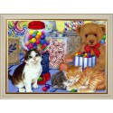 Котята с леденцами Алмазная вышивка (мозаика) на подрамнике Color Kit