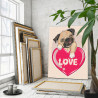 Мопс с сердцем Любовь Собака Пес Животные День влюбленных Раскраска картина по номерам на холсте с неоновой краской