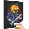 Тыква бандит Хэллоуин Happy Halloween Праздник Раскраска картина по номерам на холсте с металлической краской