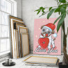 Рождественский мопс с сердечком Пес Собака Животные Новый год Рождество Праздник 75х100 Раскраска картина по номерам на холсте