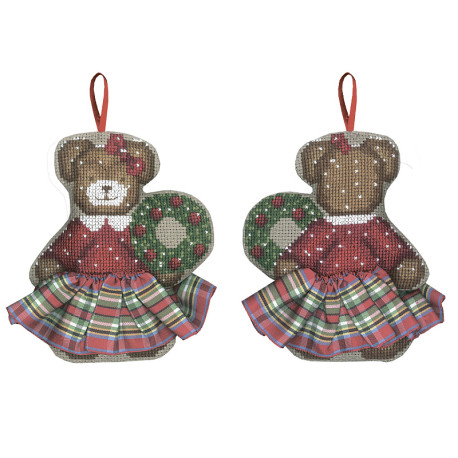  OURSE JUPETTE ECOSSAISE (Мишка - шотландка) Набор для вышивания елочной игрушки Le Bonheur des Dames 2631