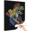 Динозавр с гитарой Музыка Животные Рок Раскраска картина по номерам на холсте