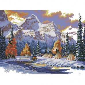 Ранний снег Алмазная вышивка (мозаика) с рамкой Цветной