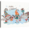 Рождественские гномики Новый год Рождество Праздник Зима 80х100 Раскраска картина по номерам на холсте
