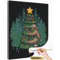 Ленивец на елке / Животные / Новый год Золото Раскраска картина по номерам на холсте с металлической каской