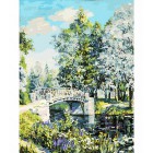 Мостик в парке Раскраска картина по номерам акриловыми красками на холсте Белоснежка