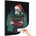 Скелет с пивом зимним вечером / Зима / Новый год Раскраска картина по номерам на холсте