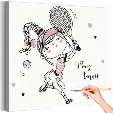 Девочка тенисистка Девушка Для детей Детские Для девочек Дети Спорт Раскраска картина по номерам на холсте