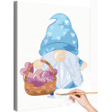 Гномик с корзинкой сердечек Cute gnomes Для детей Детские Для девочек Для мальчиков Романтика Любовь Раскраска картина по номерам на холсте