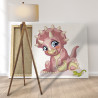 Розовый трицератопс с ящерицей Динозавр Животные Для детей Детские Для девочек Для мальчиков Для малышей 80х80 Раскраска картина