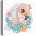 Розовый фламинго с короной Коллекция Cute animals Животные Птицы Для детей Детские Для девочек 100х100 Раскраска картина по номерам на холсте