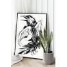 Девушка с вороном Женщина Портрет Птица Черно-белая 75х100 Раскраска картина по номерам на холсте