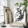Девушка с вороном Женщина Портрет Птица Черно-белая 75х100 Раскраска картина по номерам на холсте
