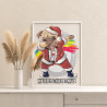 Мопс танцует в костюме Санта-Клауса Dabbing Пес Собака Животные Новый Год Рождество Раскраска картина по номерам на холсте