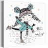 Девочка на коньках Девушка Для детей Детские Для девочек Зима 100х100 Раскраска картина по номерам на холсте