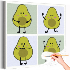 Веселое авокадо Для детей Детские Для девочек Для мальчиков Для малышей Еда Раскраска картина по номерам на холсте
