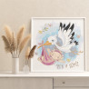 Аист с малышом девочкой Ребенок Дети Птицы 100х100 Раскраска картина по номерам на холсте