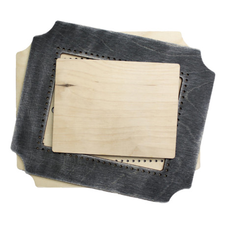  Прямоугольник серо-синяя средняя Рамка деревянная для вышивки ОР-255