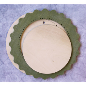  Круг зеленая малая Рамка деревянная для вышивки ОР-257
