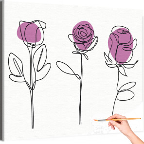 Утренние розы Коллекция Line Абстракция Цветы Интерьерная Раскраска картина по номерам на холсте