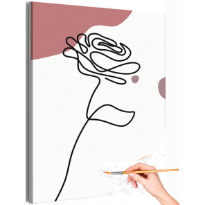 Хрупкая роза Коллекция Line Абстракция Цветы Интерьерная Раскраска картина по номерам на холсте