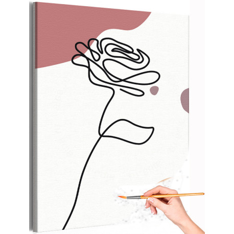Хрупкая роза Коллекция Line Абстракция Цветы Интерьерная Раскраска картина по номерам на холсте