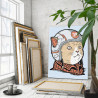 Котик в гоночном шлеме Кошки Животные Кот Для детей Детские 60х80 Раскраска картина по номерам на холсте
