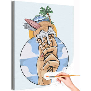 Мороженое Райский остров Пляж Еда Раскраска картина по номерам на холсте