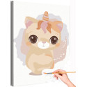 Любимый котенок единорог Коллекция Сute unicorn Животные Кот Для детей Детские Для девочек Раскраска картина по номерам на холст