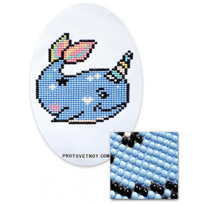  Голубой кит-единорог Алмазная вышивка мозаика P39
