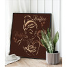 Девушка с ароматным кофе Женщина Интерьерная Для кухни Портрет 100х100 Раскраска картина по номерам на холсте