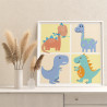 Динозавры пастельные Животные Для детей Детские Для девочек Для мальчиков Для малышей Раскраска картина по номерам на холсте