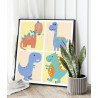 Динозавры пастельные Животные Для детей Детские Для девочек Для мальчиков Для малышей 80х80 Раскраска картина по номерам на холс
