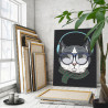 Кот в голубых наушниках / Животные 60х80 Раскраска картина по номерам на холсте