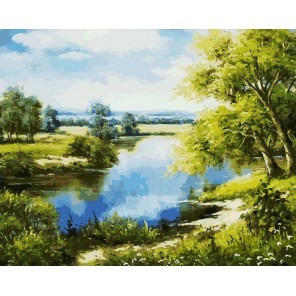 Лесное озеро Раскраска картина по номерам акриловыми красками на холсте Белоснежка