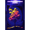 Дерево на фоне луны Ночь Природа Пейзаж Растения Яркая Осень 100х125 Раскраска картина по номерам на холсте с неоновой краской