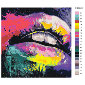 Яркие губы 100х100 Раскраска картина по номерам на холсте