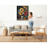 Натюрморт с яркими подсолнухами Цветы Букет в вазе Интерьерная 80х100 Раскраска картина по номерам на холсте