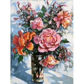 Натюрморт с розами Раскраска картина по номерам акриловыми красками на картоне Белоснежка