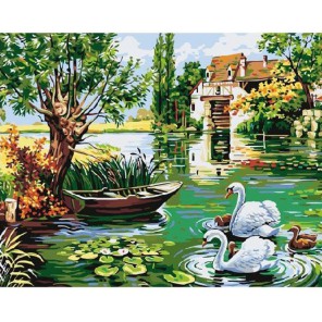 Деревенский пруд Раскраска картина по номерам акриловыми красками на холсте Molly