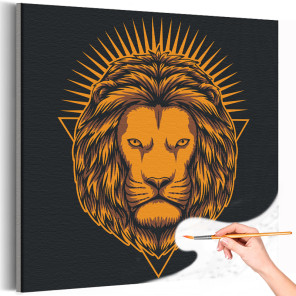 Лев с золотой гривой / Животные Раскраска картина по номерам на холсте с металлической краской