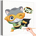 Супер котенок Коллекция Сute hero Детские Для детей Для девочек Для мальчиков Кот Кошка Животные Мультфильмы Супергерои Раскраска картина по номерам на холсте