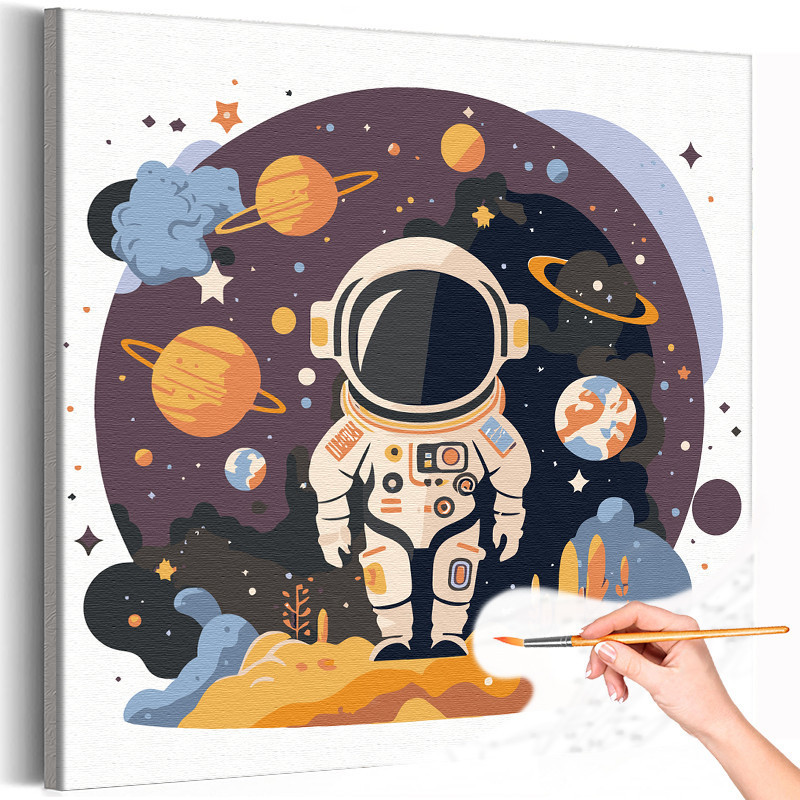 Рисунок космонавта в скафандре для школьников и дошкольников