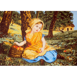  Девочка с корзиной яблок Канва жесткая с рисунком для вышивки Gobelin L 10.548